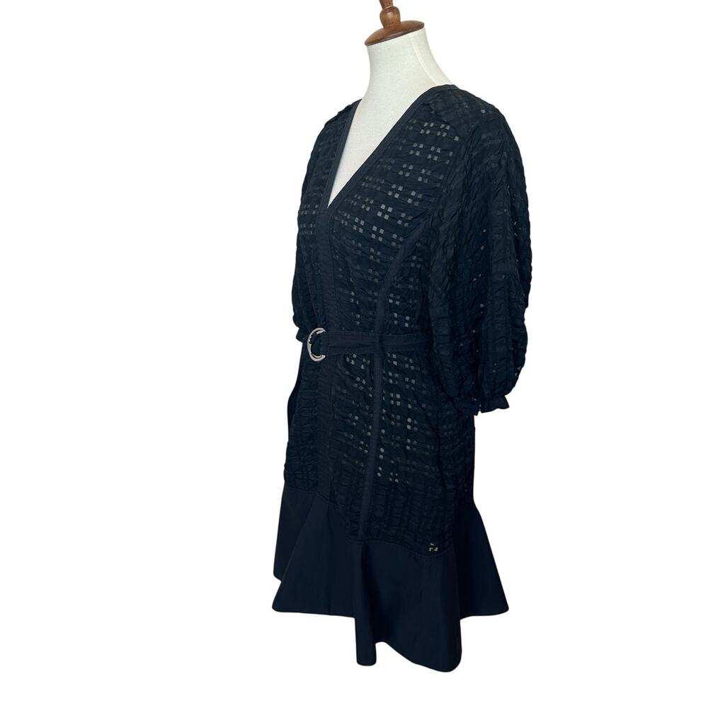 3.1 Philip Lim Black Puff Sleeve Mini Dress SMALL Designer Boho Cottage $595 - Picture 5 of 11